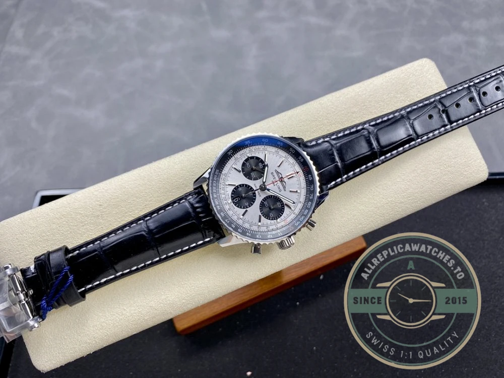 Replica Breitling Navitimer Silver Alligator 43 mm AB0138241G1P1 - High-Grade Replica Watch