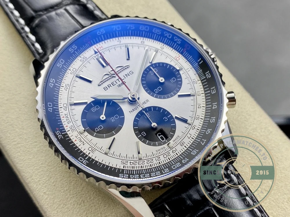 Replica Breitling Navitimer Silver Alligator 43 mm AB0138241G1P1 - Top-Tier Swiss Replica Watch