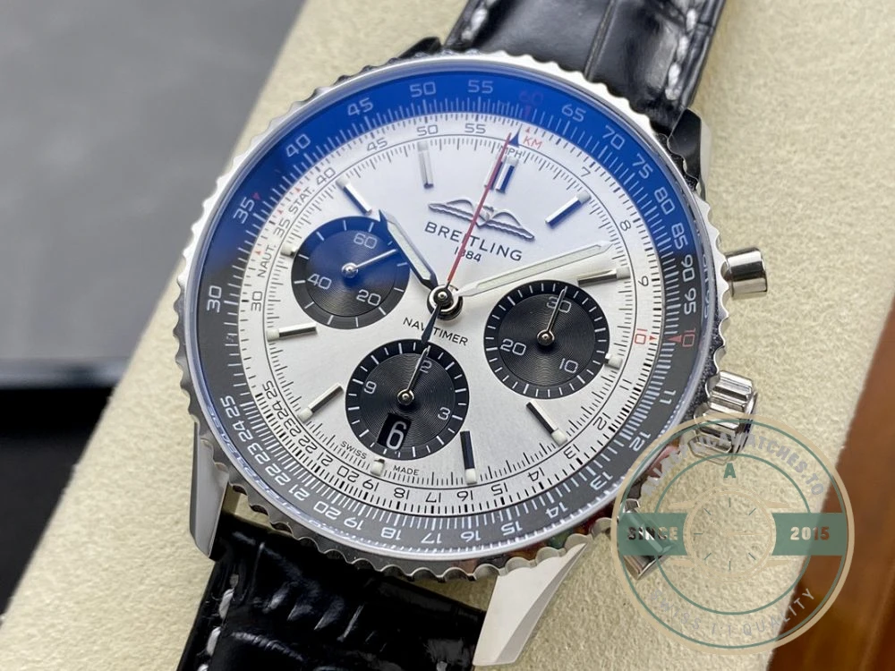 Replica Breitling Navitimer Silver Alligator 43 mm AB0138241G1P1 - High-Grade Replica Watch