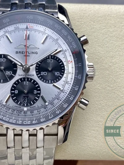 Replica Breitling Navitimer Silver Dial Stainless Steel 43 mm AB0138241G1A1 - Best Quality Replica Watch