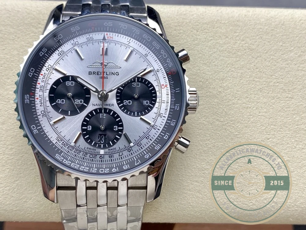 Replica Breitling Navitimer Silver Dial Stainless Steel 43 mm AB0138241G1A1 - Best Quality Replica Watch