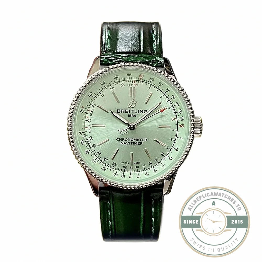 Replica Breitling Navitimer Women Green Dial Crocodile 35mm A17395361L1P1 - Swiss Movement Replica Watch