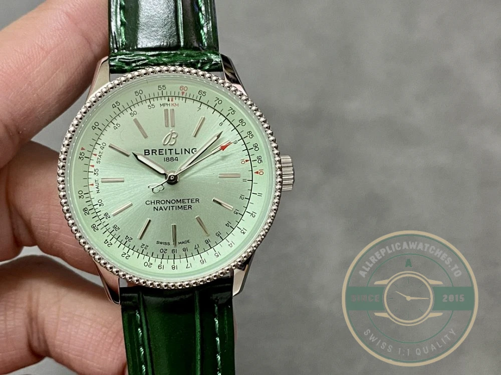 Replica Breitling Navitimer Women Green Dial Crocodile 35mm A17395361L1P1 - High-Grade Replica Watch