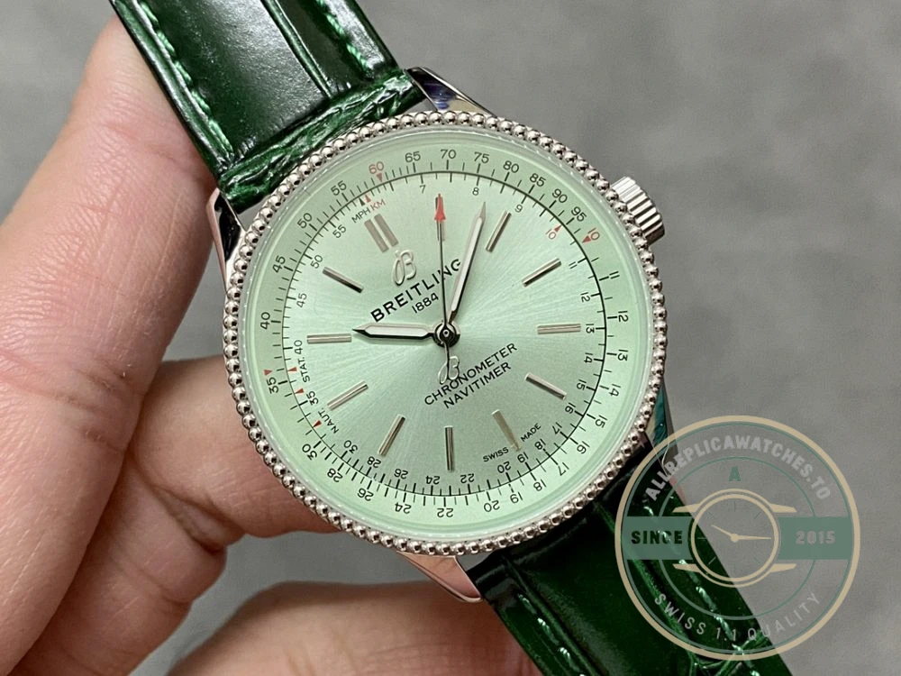 Replica Breitling Navitimer Women Green Dial Crocodile 35mm A17395361L1P1 - High-Grade Replica Watch