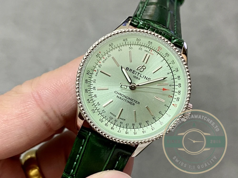 Replica Breitling Navitimer Women Green Dial Crocodile 35mm A17395361L1P1 - 1:1 Swiss Replica Watch