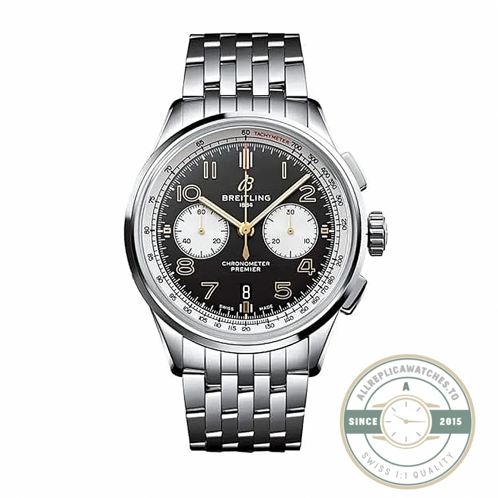 Replica Breitling Premier Black Stainless Steel 42 mm AB0118A21B1A1 - Premium Super Clone Watch