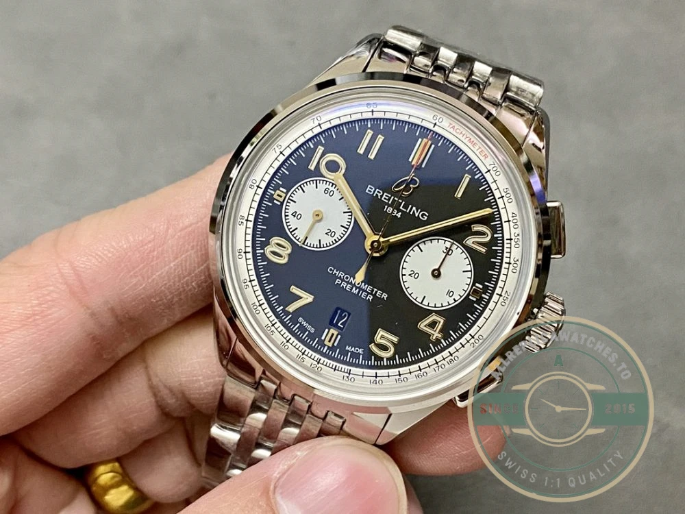 Replica Breitling Premier Black Stainless Steel 42 mm AB0118A21B1A1 - Affordable Luxury Replica Timepiece