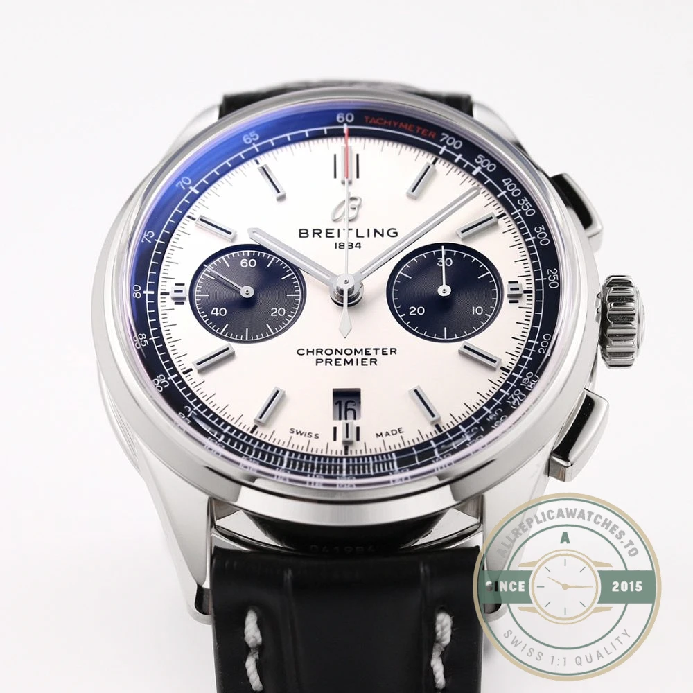 Replica Breitling Premier Silver Dial 42 mm AB0118221G1P2 - Budget Luxury Replica Watch