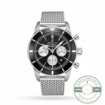 Breitling Superocean Heritage B01 Chronograph 44 replica AB0162121B1A1, black panda dial, steel mesh