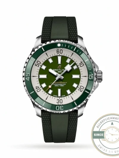 Replica Breitling Superocean Men Green Rubber 44 mm A17376A31L1S1 - Budget Luxury Replica Watch