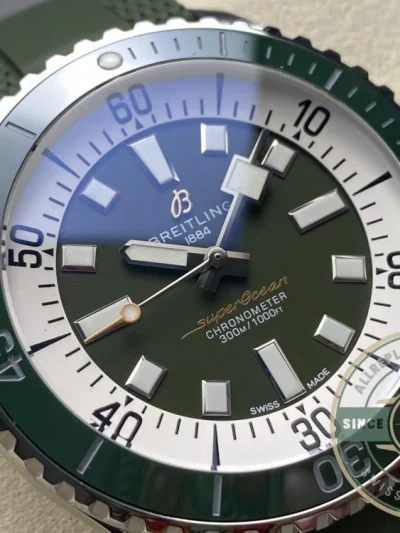 Replica Breitling Superocean Men Green Rubber 44 mm A17376A31L1S1 - Factory Super Clone Watch
