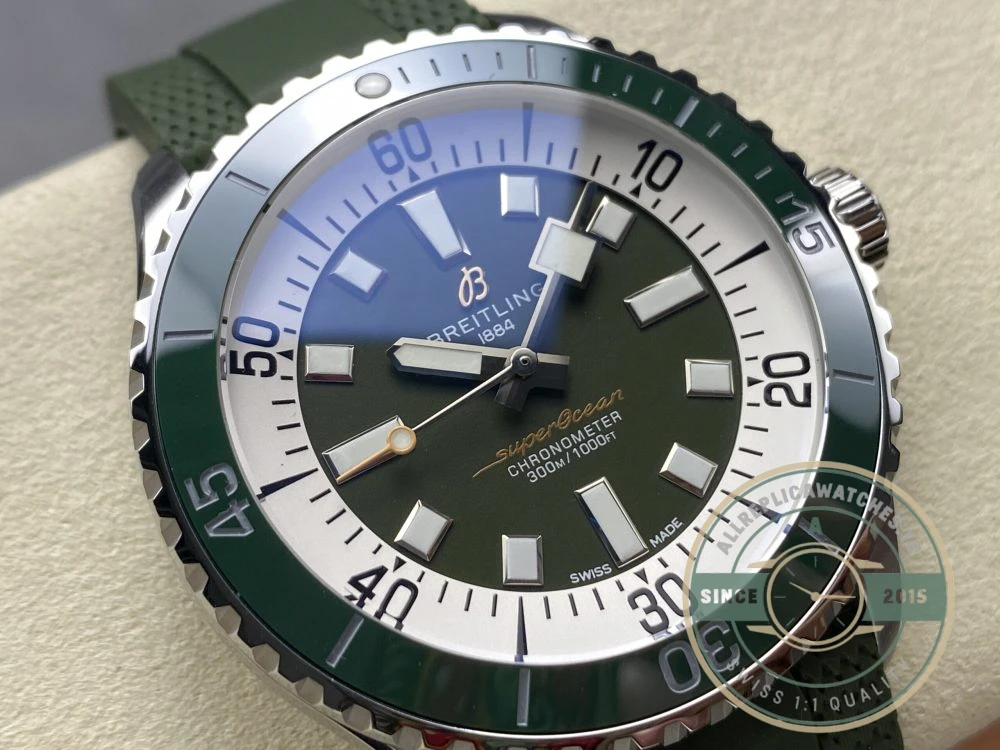Replica Breitling Superocean Men Green Rubber 44 mm A17376A31L1S1 - Factory Super Clone Watch
