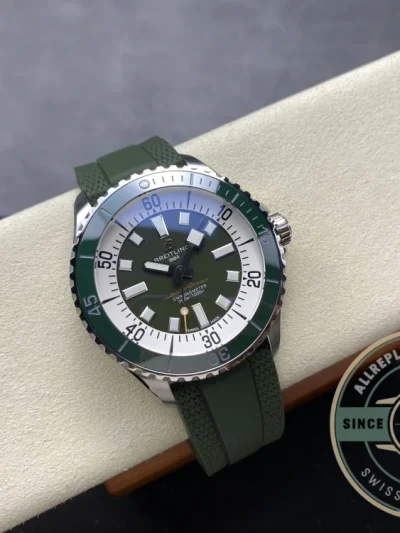 Replica Breitling Superocean Men Green Rubber 44 mm A17376A31L1S1 - Affordable Super Clone Watch