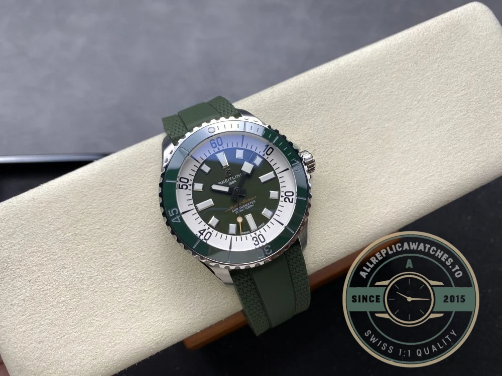 Replica Breitling Superocean Men Green Rubber 44 mm A17376A31L1S1 - Affordable Super Clone Watch