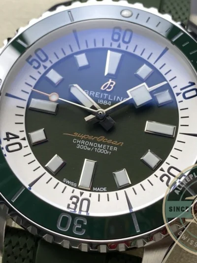 Replica Breitling Superocean Men Green Rubber 44 mm A17376A31L1S1 - Swiss Movement Replica Watch