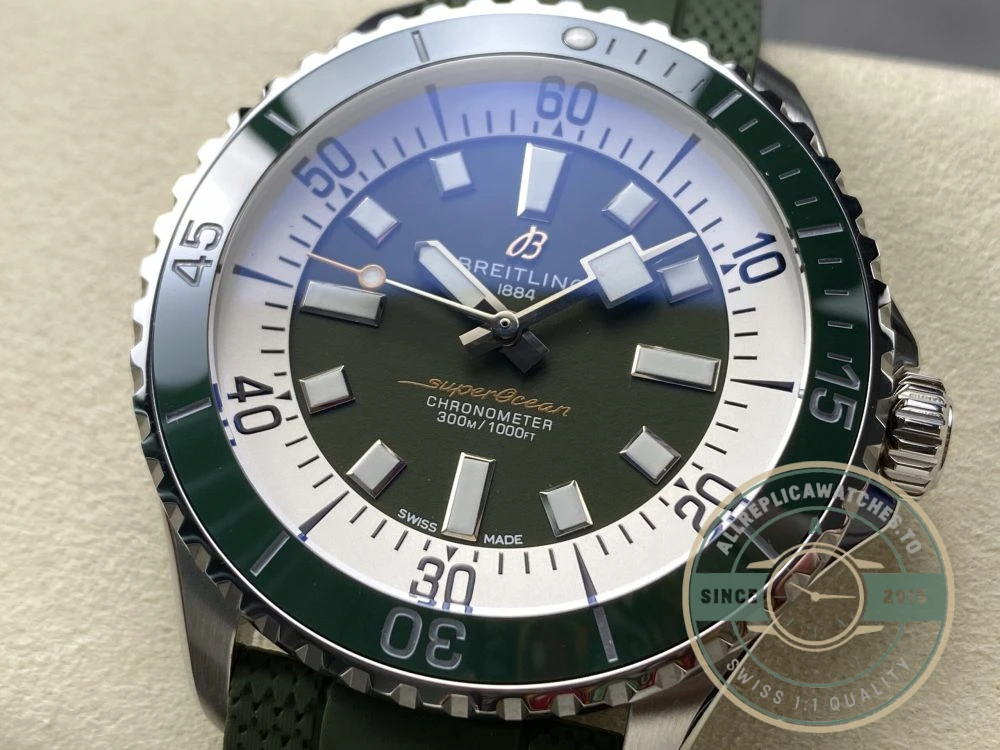 Replica Breitling Superocean Men Green Rubber 44 mm A17376A31L1S1 - Swiss Movement Replica Watch