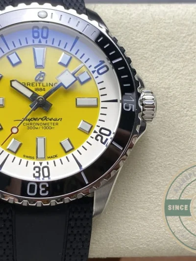 Replica Breitling Superocean Yellow Dial 42 mm A17375211I1S1 - Swiss Movement Replica Watch