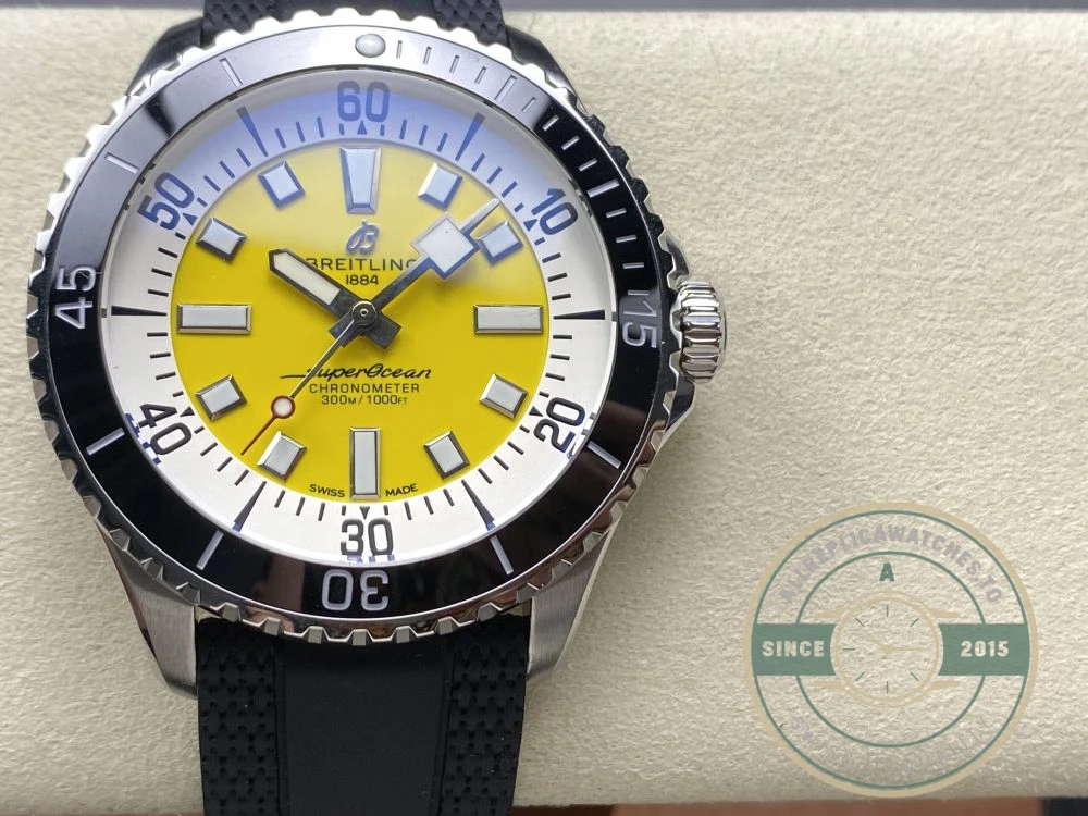 Replica Breitling Superocean Yellow Dial 42 mm A17375211I1S1 - Swiss Movement Replica Watch