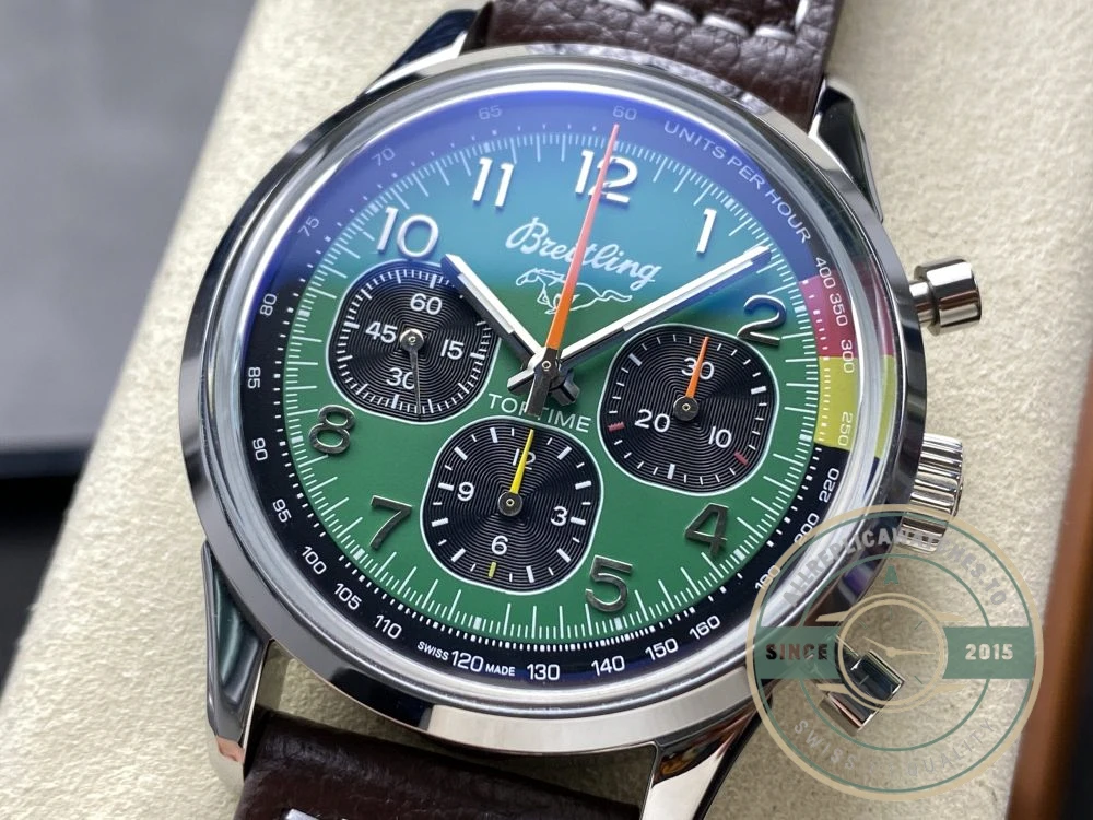 Replica Breitling Top Time Green Dial 41 mm AB01762A1L1X1 - Budget Luxury Replica Watch