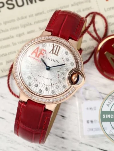 Replica Cartier Ballon Bleu de Cartier Red Strap WJBB0080 - High-Grade Replica Watch