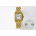 Plain polished bezel, yellow gold PVD on 316L steel, rated at 3 ATM