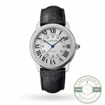 Steel Ronde de Cartier WSRN0022, silvered dial with the date set beside three