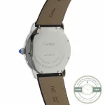 Caseback script naming the self-winding movement, strap lining marked below