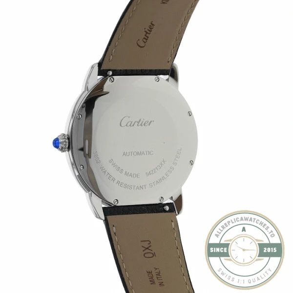 Replica Cartier Ronde de Cartier Men Automatic Silver Leather Watch WSRN0022 - Affordable Luxury Replica Timepiece