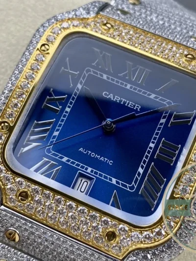 Replica Cartier Santos Blue Stainless Steel Gold 40 mm W4SA0006 - Best Quality Replica Watch