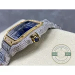 Yellow gold crown and its blue cabochon set into the stone-covered case side