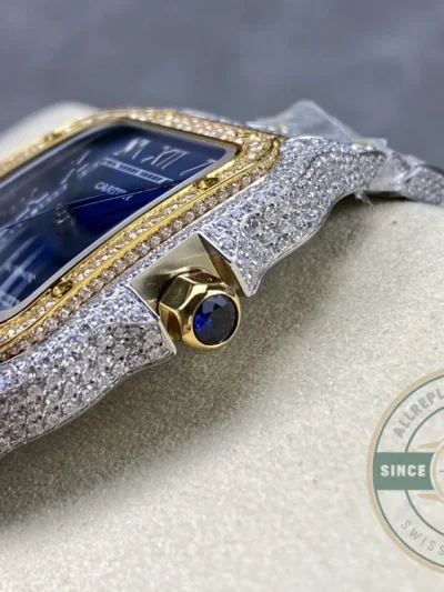 Replica Cartier Santos Blue Stainless Steel Gold 40 mm W4SA0006 - High-Grade Replica Watch