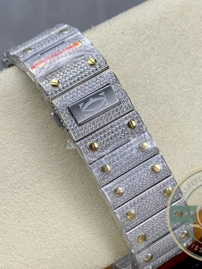 Replica Cartier Santos Blue Stainless Steel Gold 40 mm W4SA0006 - 1:1 Swiss Replica Watch