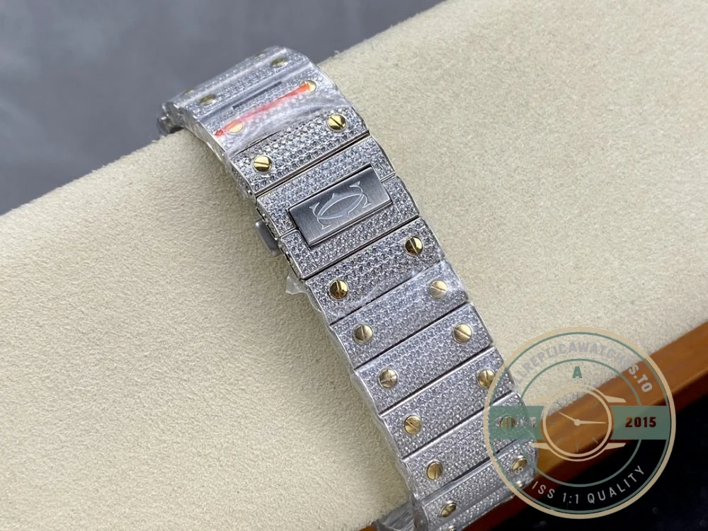 Replica Cartier Santos Blue Stainless Steel Gold 40 mm W4SA0006 - 1:1 Swiss Replica Watch