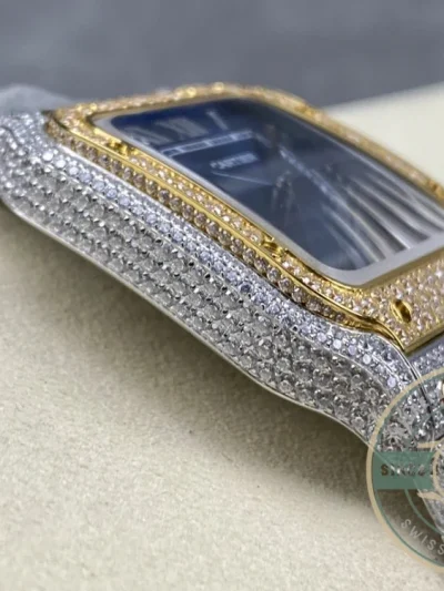 Replica Cartier Santos Blue Stainless Steel Gold 40 mm W4SA0006 - Best Quality Replica Watch