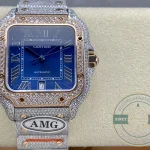 Replica Cartier Santos Blue Steel Gold W4SA0006 - Swiss Movement Replica Watch