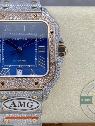 Replica Cartier Santos Blue Steel Gold W4SA0006 - Swiss Movement Replica Watch