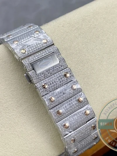 Replica Cartier Santos Blue Steel Gold W4SA0006 - Budget Luxury Replica Watch