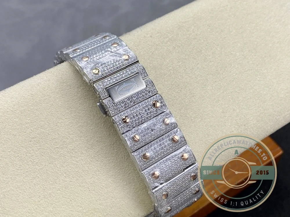 Replica Cartier Santos Blue Steel Gold W4SA0006 - Budget Luxury Replica Watch