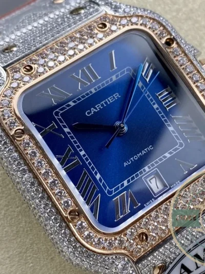 Replica Cartier Santos Blue Steel Gold W4SA0006 - Luxury Replica Watch