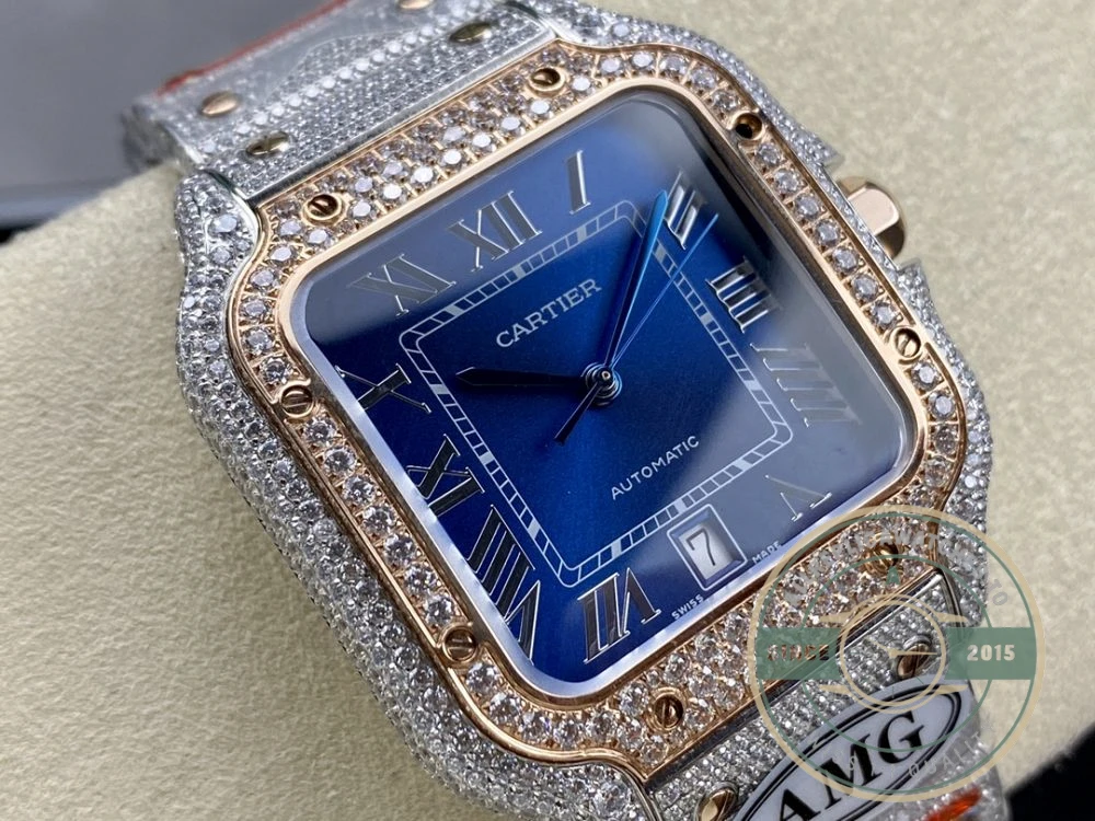 Replica Cartier Santos Blue Steel Gold W4SA0006 - Luxury Replica Watch