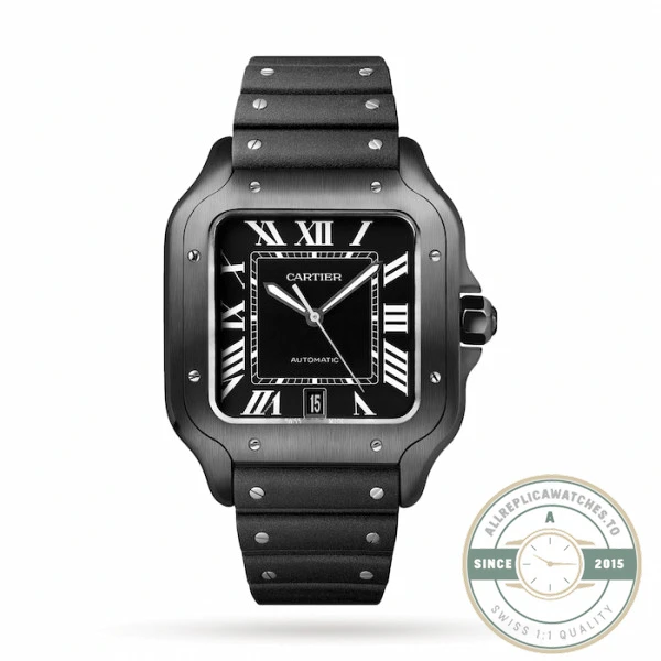 Replica Cartier Santos de Cartier Men Automatic Black Rubber Watch WSSA0039 - Affordable Super Clone Watch