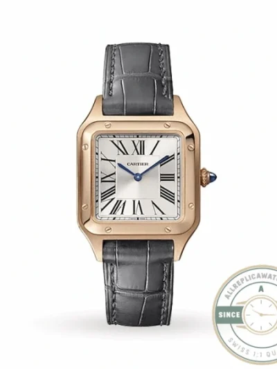 Replica Cartier Santos-Dumont Men Women Silver Alligator WGSA0022 - Swiss Movement Replica Watch