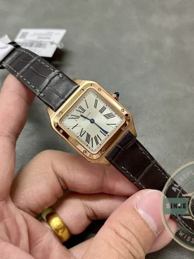 Replica Cartier Santos-Dumont Men Women Silver Alligator WGSA0022 - Affordable Super Clone Watch
