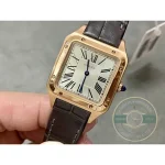Rectangular Santos-Dumont tilted to show the screws along its narrow bezel