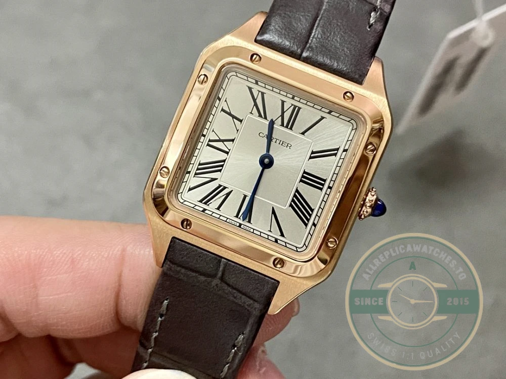 Replica Cartier Santos-Dumont Men Women Silver Alligator WGSA0022 - Factory Super Clone Watch