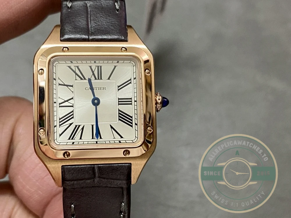 Replica Cartier Santos-Dumont Men Women Silver Alligator WGSA0022 - Affordable Luxury Replica Timepiece