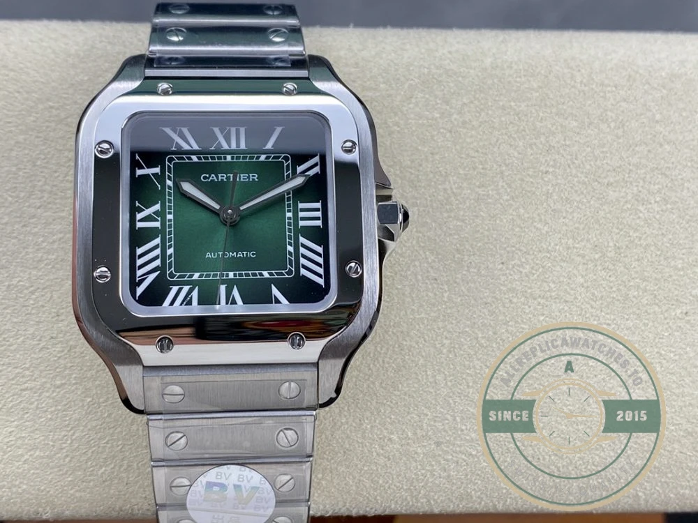 Replica Cartier Santos Green Stainless Steel WSSA0030 - 1:1 Swiss Replica Watch