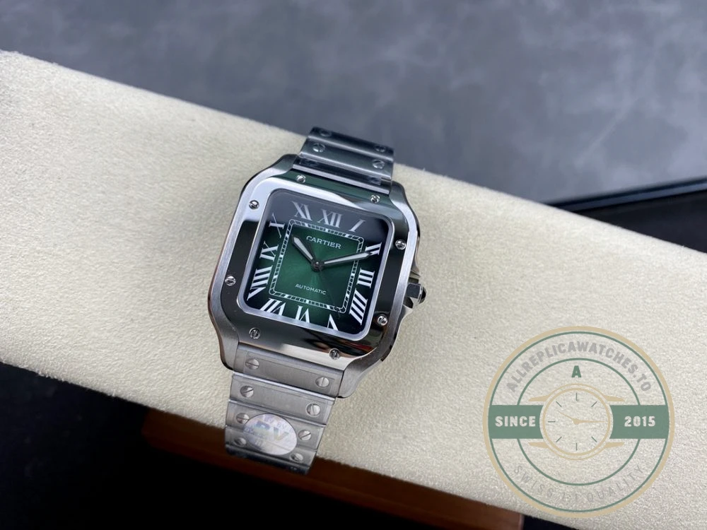 Replica Cartier Santos Green Stainless Steel WSSA0030 - Swiss Movement Replica Watch