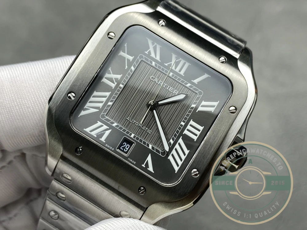 Replica Cartier Santos Grey Steel 47.5mm WSSA0037 - Swiss Movement Replica Watch