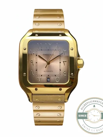 Replica Cartier Santos Men Automatic Gold Watch Series Arabic - Affordable Luxury Replica Timepiece